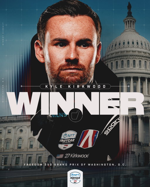 THE AMERICAN SEALS IT! 🇺🇸
 
Kyle Kirkwood wins the inaugural Freedom 250 Grand Prix of Washington, D.C.