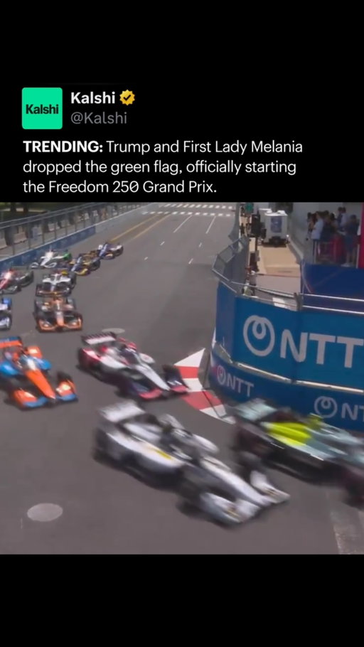 President Trump waved the green flag alongside First Lady Melania Trump to officially start the Freedom 250 Grand Prix in Washington, D.C. 

The inaugural IndyCar street race runs through the nation’s capital as part of celebrations marking America’s 250th anniversary.