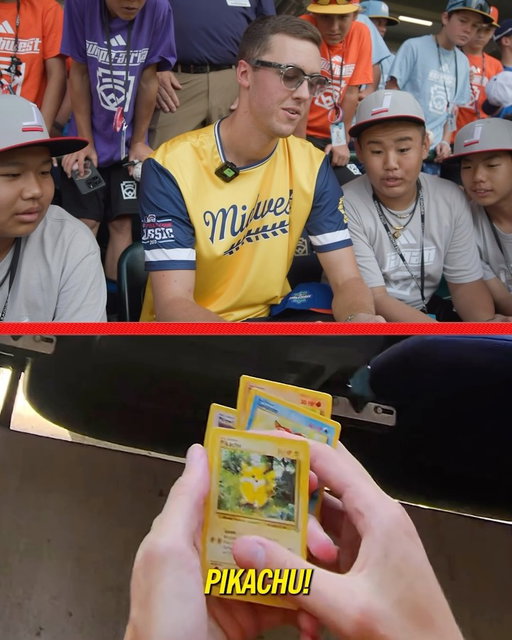 Rip Pokémon packs with The Miz!

Jacob Misiorowski wears Oakley Meta Glasses as he shares a special moment with these little leaguers 🥹 #LittleLeagueClassic