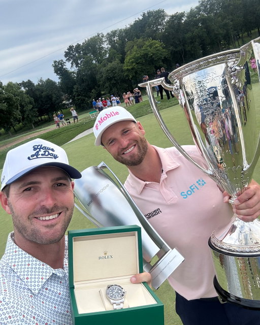 Double the trophies = double the grape, right? 🍇
(And a watch for Wyndham's caddie, too!)
