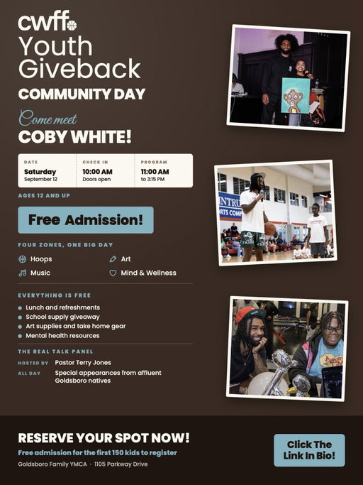Excited to be back home and to be able to give back! Kids, come out September 12th for a day you’ll never forget. Be sure to click the link in the bio to RSVP!🤞🏾#FMF #CWFF