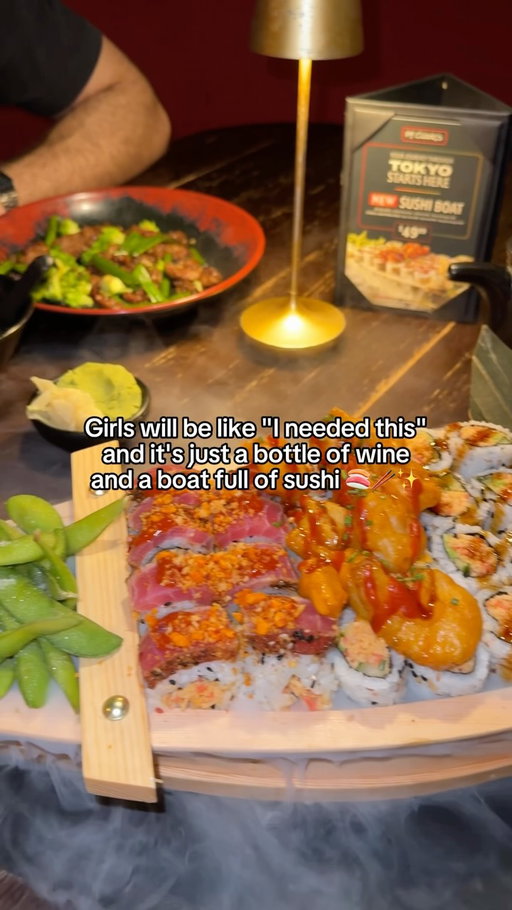 your sign to make it a sushi boat & wine kind of night 🍣🍷✨
