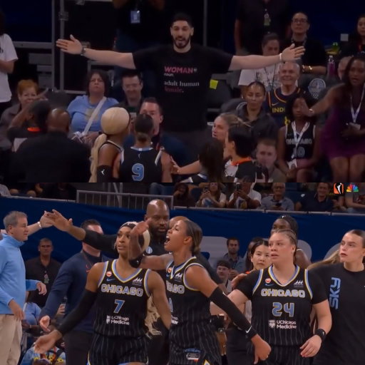 WILD SCENE IN THE WNBA! Former NBA player Enese Kanter Freedom, who is trying to join the league as a trans woman, showed up to the Chicago Sky vs. Indiana Fever game & got kicked out after the league’s players went nuts! 😳❌

Natasha Cloud was screaming at Kanter to leave. 

Thoughts? 🤔