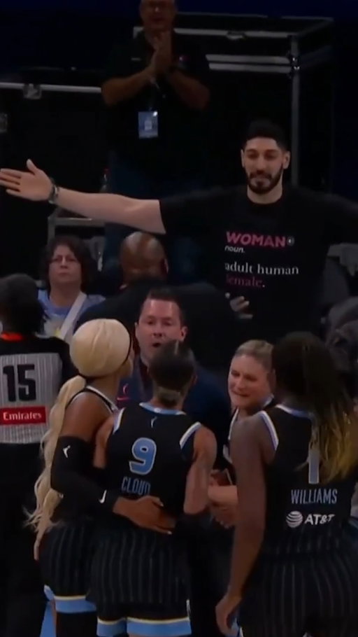 Enes Kanter Freedom kicked out of the crowd at an #WNBA game.

Former #NBA player Enes Kanter Freedom has been removed from the stadium after a verbal exchange with Chicago Sky's Natasha Cloud in their game against the Fever.

#Eneskanter #natashacloud