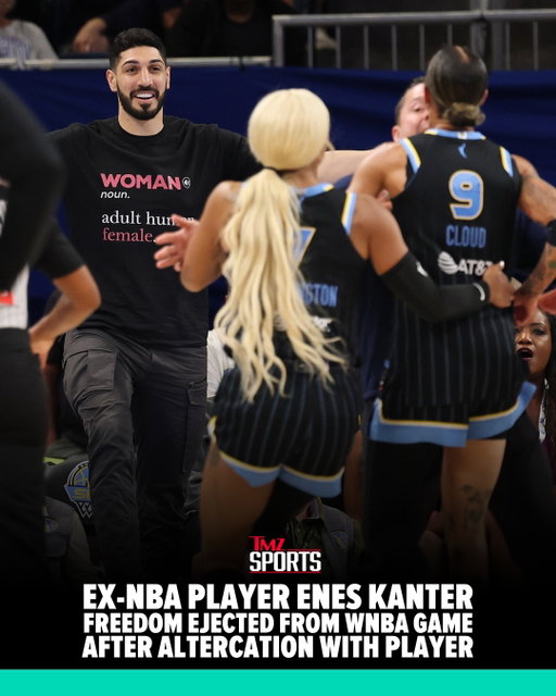 Enes Kanter Freedom was escorted out of Sunday night's WNBA game between the Chicago Sky and Indiana Fever after a heated courtside exchange with Sky guard Natasha Cloud. 👀😬 

📸: Getty