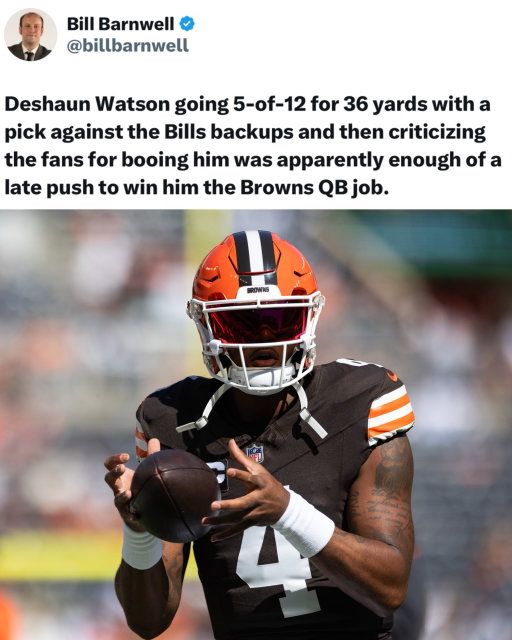 Deshaun Watson has been named QB1 over Shedeur Sanders 👀

Watson has played 73 regular-season NFL games (72 starts) across seven seasons with the Texans and Browns. He has completed 1,527 of 2,305 passes (66.2%) for 17,904 yards, 123 touchdowns and 48 interceptions, with a 98.8 career passer rating. He also has 2,130 rushing yards and 20 rushing touchdowns. His best statistical season came in 2020 with Houston, when he led the NFL with 4,823 passing yards, while throwing 33 TDs to 7 INTs with a 112.4 passer rating.

Sanders played 8 games with 7 starts for the Cleveland Browns as a rookie in 2025, going 3-4 as a starter. He completed 120 of 212 passes (56.6%) for 1,400 yards, 7 touchdowns and 10 interceptions, averaging 6.6 yards per attempt with a 68.1 passer rating. On the ground, Sanders added 169 rushing yards and 1 touchdown on 21 carries.

Polymarket Partner. Trading is risky. 100% loss can occur.