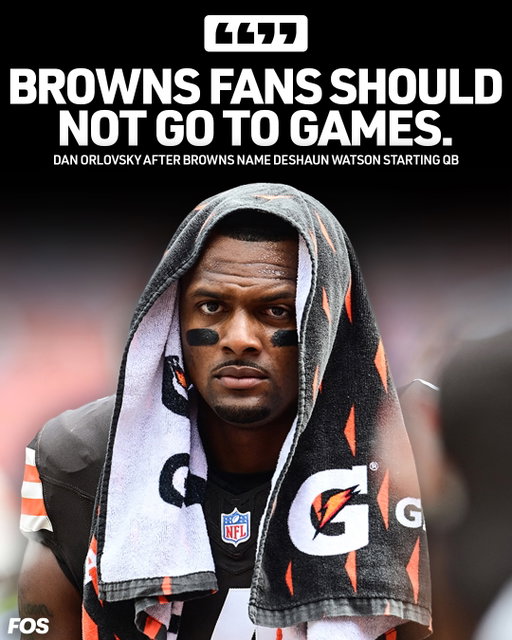 Deshaun Watson has been named the Browns’ starting quarterback in the final year of his $230 million contract. On First Take, Dan Orlovsky said he thinks Browns fans should not attend games.

Watson has played in only 19 games over four seasons in Cleveland and just called fans “disrespectful” for booing him during a preseason game.

More in bio.

🎥 @firsttake

Who do you think should start at QB for the Browns?
