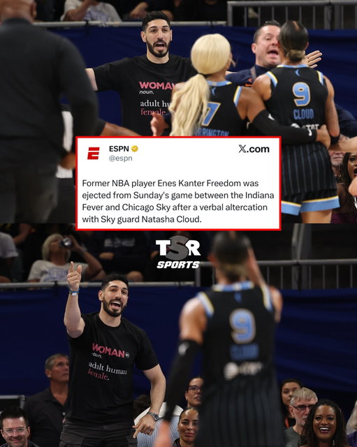 TSR Staff Lawrencia! @lawrencia.cg
_____________________________________
#TSRSports: Former NBA player #EnesKanterFreedom was ejected from his courtside seat during the Indiana Fever’s game against the Chicago Sky on Sunday following a verbal altercation with Sky guard #NatashaCloud.
_____________________________________
The exchange began late in the third quarter when Cloud was seen pointing and yelling at Kanter Freedom, who stood up and moved toward the court. Officials and security quickly intervened before escorting him from his seat.
_____________________________________
Kanter Freedom was wearing a shirt that read “woman noun adult human female.” In recent weeks, he has claimed that he now identify as a woman while pushing to become eligible for the 2027 WNBA Draft.
_____________________________________
The WNBA has never had a transgender player and currently has no publicly detailed transgender participation policy. Its new collective bargaining agreement states that only women are eligible to play in the league. The WNBA recently formed a task force to discuss the issue and denounced what it called “bad-faith efforts” to use the topic to demean or marginalize others. (📸: @gettyimages) ✍🏾: #TSRStaffLG