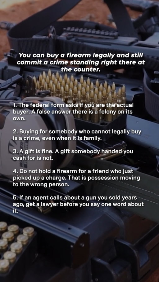 Think buying a firearm for someone else is always harmless? It depends on the circumstances. Federal law can make false statements during a firearm purchase or certain transactions involving prohibited persons serious offenses.

Know the rules before you put yourself in a federal case.

Free course in the bio.

#FederalLaw #GunCharges #CriminalDefense #FederalDefense #FirearmLaw #FederalInvestigation #KeithAndLorfing