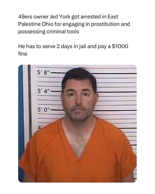 Fun night for bro 😭

Jed York is the principal owner of the San Francisco 49ers and comes from one of the NFL’s most famous ownership families. His uncle, Eddie DeBartolo Jr., owned the 49ers during their dominant years in the 1980s and 1990s, while York’s parents, Denise and John York, later took control of the team. Jed eventually became the main face of the franchise’s ownership.

His time running the 49ers has had some major highs and lows. The team became a contender under Jim Harbaugh and reached Super Bowl XLVII, but things fell apart after Harbaugh left. San Francisco then struggled badly under Jim Tomsula and Chip Kelly, and York received a lot of criticism from fans for how the organization was being managed.

York’s reputation improved after he hired John Lynch and Kyle Shanahan in 2017. Since then, the 49ers have returned to being one of the NFL’s strongest franchises, making multiple NFC Championship Games and Super Bowls. While they still haven’t won a Super Bowl under York, he deserves credit for finding the right leadership and giving them enough control to build a consistent contender.