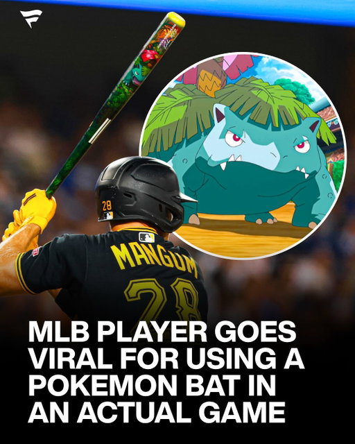 Venusaur hits bombs 😅

Pittsburgh Pirates outfielder Jake Mangum used a custom Venusaur bat during MLB Players’ Weekend.

Mangum sent three cards from his own collection to a bat company, which created designs inspired by Charizard, Venusaur and Blastoise.

Mangum played the original Game Boy games as a kid and got back into collecting cards about a year ago. He said he would display the bats at home with his Pokémon collection after the weekend.