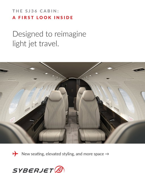 A first look inside the SJ36 interior. We are reimagining light jet aviation with powerful changes to interiors, including wider rear owner seats to give you the ultimate VIP experience in flying.