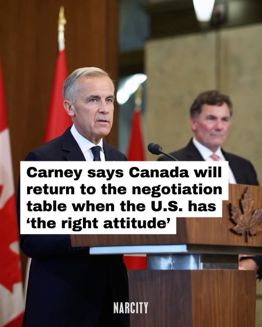 What do you think about this?

Prime Minister Mark Carney says Canada would go back to the negotiating table on a trade deal, but only once the United States changes its attitude and is ready for a "true partnership."

The PM said on Monday that he'd be willing to resume trade talks "when the Americans go to the negotiation table first, with the right attitude." 

He also said Canada won't accept terms that disadvantage Canadian industries or treat the country like a "subsidiary of the United States." 

Find the latest on the developing story at the link in the @narcitycanada bio.

📸: @markjcarney