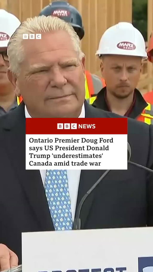 Talks between the US and Canada to reach a trade deal fell apart late on Friday, sparking a trade war between the neighbouring countries.
 
As a result, US President Donald Trump imposed a 50% tariff on a range of Canadian goods, while Canada’s Prime Minister Mark Carney said he would match Trump’s tariffs “dollar for dollar" starting 8 September.
 
Doug Ford, premier of the Canadian province Ontario, says Carney has his "full support" in walking away from a "bad deal".
 
Tap the link in @BBCNews’s bio to learn more.
 
#BBCNews