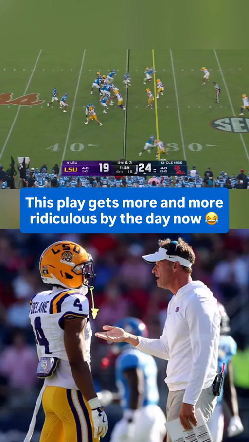 THIS 4TH DOWN GETS MORE RIDICULOUS BY THE DAY 😭

Ole Miss’ fourth-down conversion to seal its 24-19 win over No. 4 LSU in 2025 has somehow aged into one of the wildest plays to look back on.

Trinidad Chambliss found Dae’Quan Wright on 4th down with LSU needing one final stop to get the football back. Wright could’ve scored, but instead went down to let Ole Miss run out the clock and finish off the upset in Oxford.

Fast forward, and almost everything about the play looks different.

Lane Kiffin left Ole Miss for LSU. Wright went from Ole Miss to the NFL, and now he’s headed back to college football to reunite with Kiffin at LSU. Former Rebels like Zxavian Harris have followed a similar path, going from Ole Miss to the NFL and now joining Kiffin in Baton Rouge.

A fourth-down catch that once sealed an Ole Miss win over LSU now features a coach and player who are both at LSU.

College football in 2026 😂

#collegefootball #cfb #cfb26 #cfb25