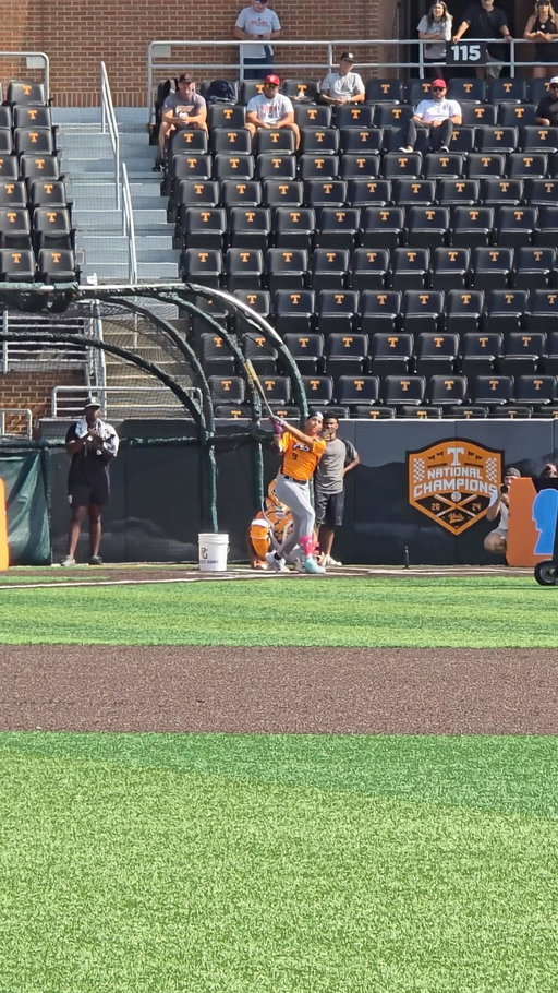 POV: Standing in right field while 13U players pepper the @vol_baseball scoreboard 😳
