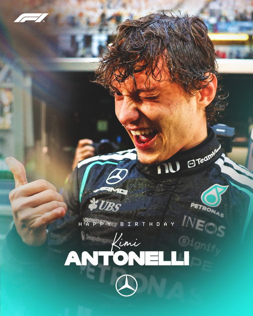 Our record-breaking teenager turns 20! ➕

Wishing a very happy birthday to championship leader, Kimi Antonelli 🎂

#F1 #Formula1 @kimi.antonelli
