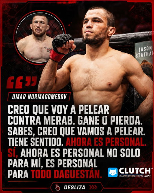 Umar Nurmagomedov reveló que su rivalidad con Merab Dvalishvili se convirtió en una cuestión personal y mandó un mensaje claro: quiere enfrentarlo en su próxima pelea, gane o pierda el georgiano.

¿Será que la polémica trifulca en Georgia entre Merab y el compañero de equipo de Umar fue el detonante de esta guerra personal?