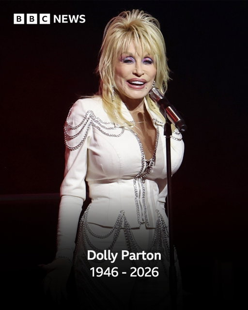 Legendary country singer Dolly Parton has died aged 80.
 
In a seven-decade career, Parton won 10 Grammy awards, sold more than 100 million records worldwide, and wrote in excess of 3,000 songs.
 
Parton took her writing seriously, and considered herself a songwriter over everything else. "It's my way of expressing myself," she said. "It's my therapy.”
 
Dolly Rebecca Parton was born in 1946, the fourth of 12 children, into a poor farming family who lived in a one bedroom cabin in Tennessee.
 
In 1959, when she was 13 years old, Parton performed with Uncle Bill at the Grand Ole Opry in Nashville - a live broadcast that is regarded as country music's biggest stage.
 
Tap the link in @BBCNews's bio to read more about the life of one of the world's greatest singers.
 
(Getty)
 
#DollyParton #BBCNews