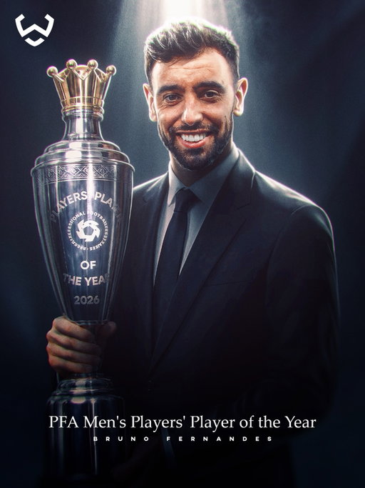 Bruno Fernandes has been crowned the 2026 PFA Players’ Player of the Year 🇵🇹🏆