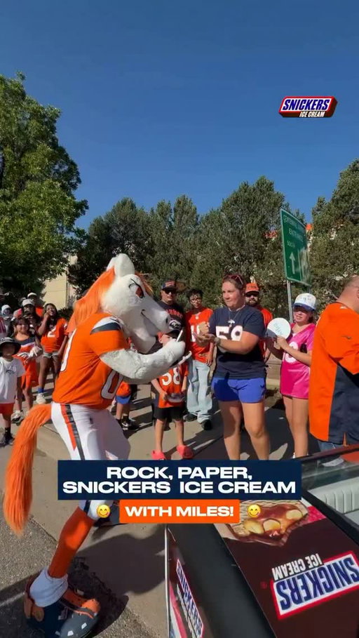 Nothing sweeter than some friendly competition with @5280.miles and @snickers at #BroncosCamp 🍦🍫