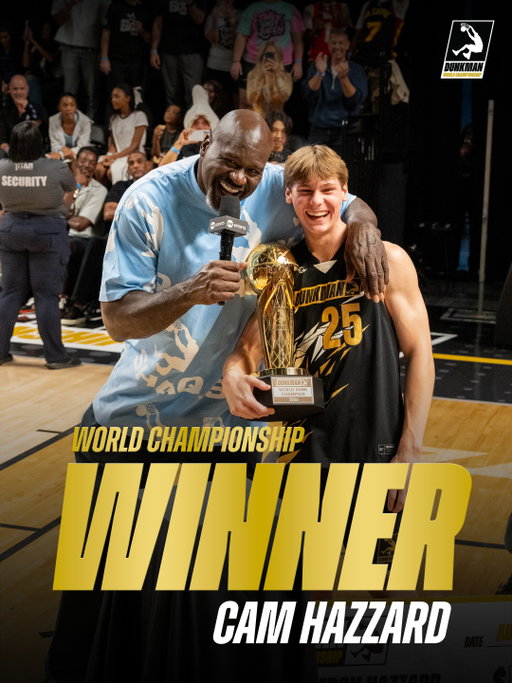 CAM HAZZARD is DUNKMAN’s first official WORLD DUNK CHAMPION, winning the league trophy and $500K!

@hazzardous.dunks #dunkman
