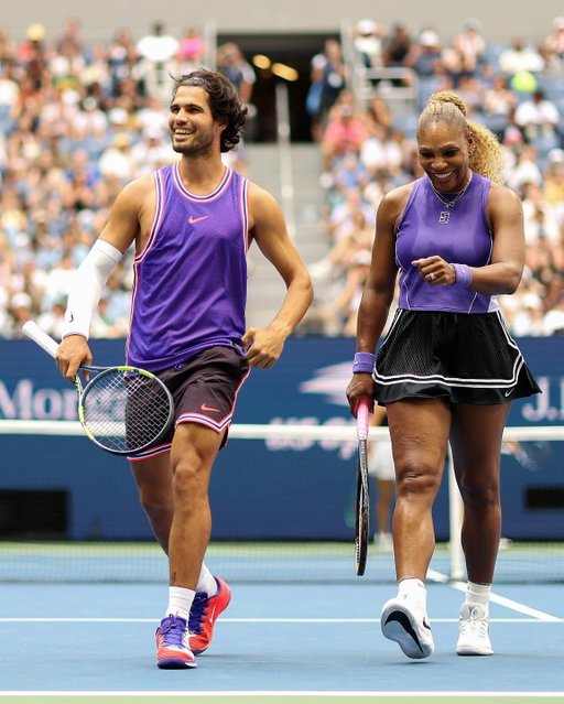 Serena Williams and Carlos Alcaraz teamed up to play in the mixed doubles championship at US Open Fan Week in New York this week. See more on Just Jared!
#SerenaWilliams
#CarlosAlcaraz
#USOpen
Photos: Getty