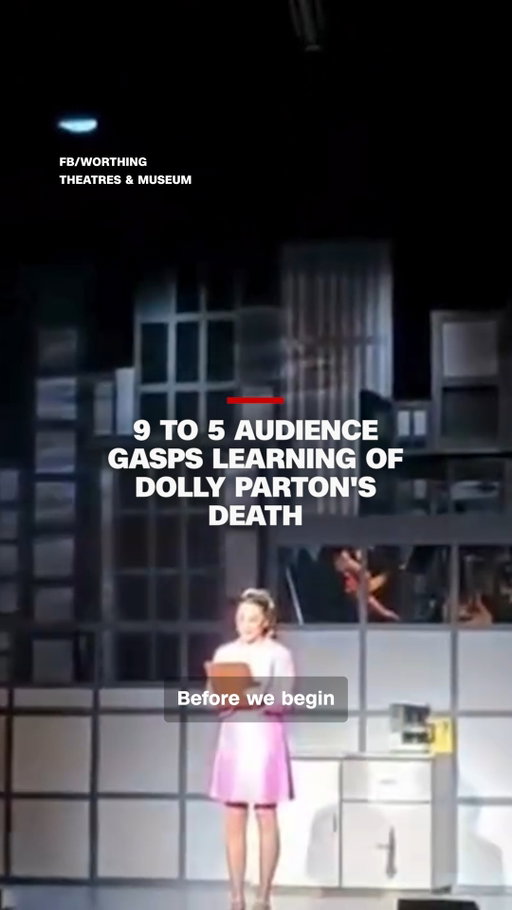 Audience members can be heard letting out gasps of shock when a cast member of “9 to 5: The Musical” announced the death of country music legend Dolly Parton in a heartfelt tribute on Tuesday night.