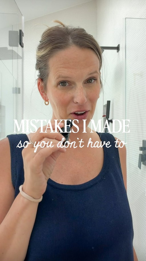 Sharing design mistakes I’ve made so you don’t have to. Starting strong with the primary bathroom. 

People always share what they love about their finished spaces but rarely show the reality of living with some of those choices so I’m here so give you a first hand look at things you may want to reconsider in your next remodel. 

Make sure to follow for more where that came from 👋🏼