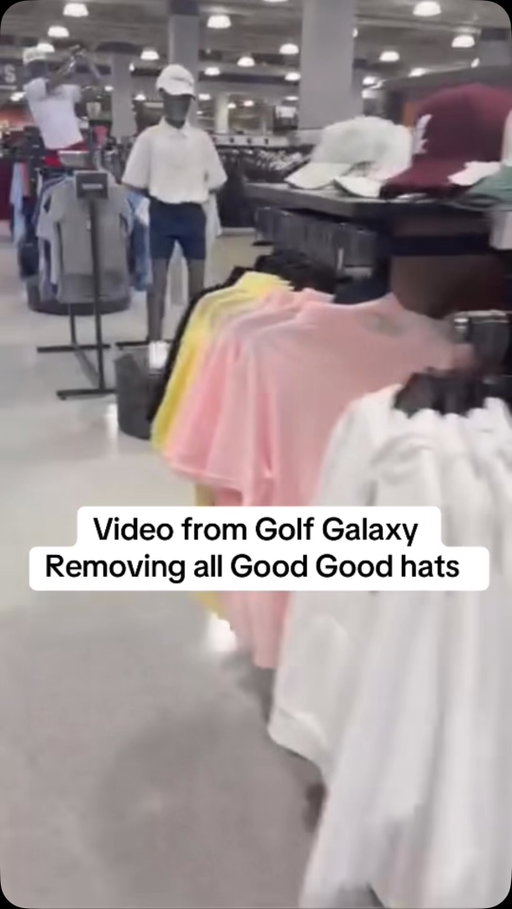 Video of Golf Galaxy removing all Good Good hats and their products have been removed from the website as well 

Follow for more 

#reels #golf #explore #youtube #goodgood