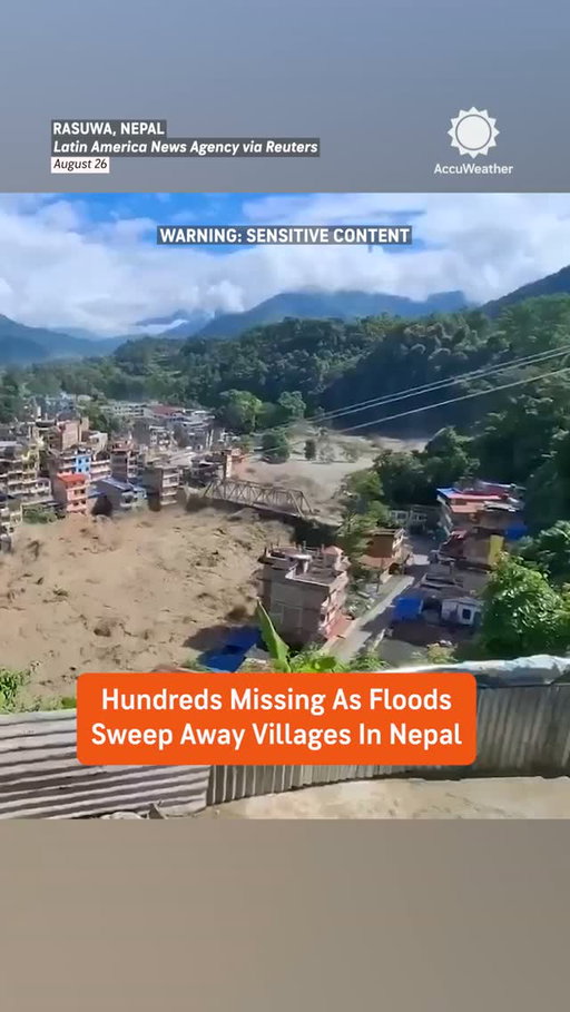 Hundreds are missing, and many are feared dead after a massive flash flood hit the Nepal-China border on Wednesday. ⁣
⁣
A wall of water obliterated infrastructure, sweeping hundreds of people away. A glacial lake outburst above the Bhotekoshi River may have caused the flooding and destruction, Shailendra Thapa, a spokesman for the Armed Police Force, said, but AccuWeather meteorologists pinpoint an earthquake in the area as the root cause.