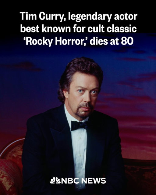 Actor Tim Curry, best known for his memorable role as Dr. Frank-N-Furter in the cult classic film “Rocky Horror Picture Show” is dead, his longtime manager and friend told the Associated Press. He was 80.

HIs cause of death has not yet been publicly revealed.

While the English actor cemented himself as a fan favorite for his portrayal of Dr. Frank-N-Furter in 1975’s “Rocky Horror Picture Show,” others fans of campy horror and mystery films also remember him for his roles as Wadsworth in the movie adaption of the beloved board game “Clue,” and as the evil clown Pennywise in the 1990 TV movie version of Stephen King’s “It.”

Curry had long been dealing with health issues following a stroke that felt him partially paralyzed over a decade ago. He suffered a massive stroke in 2012 that left him unable to walk.

Read more at the link in bio.