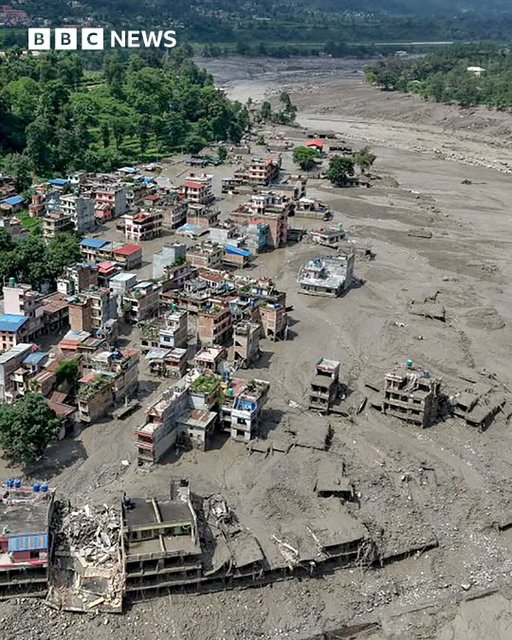 A combination of satellite images has revealed the destruction left by a deadly flash flood in Nepal. 
 
At least 95 people have been killed and hundreds more are missing after the flood and mudslide on the Nepal-Tibet border on Wednesday morning.
 
The tourists that are missing include more than 100 from India, 54 from the US, and 33 from the UK, according to Nepal's tourist board. The area is popular with pilgrims and trekkers
 
Nepal's foreign minister said the flood may have been caused by an earthquake triggering an avalanche. 
 
Tap the link in @BBCNews's bio for the latest updates.
 
(📸 EPA, Reuters, Getty)
 
#Nepal #Tibet #BBCNews