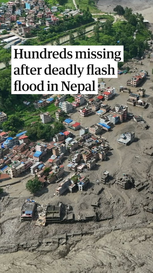 At least 98 people have died and hundreds of tourists and local people are missing in a flash flood ⁠that has struck the Nepal-Tibet border. ⁠ 

A wall of mud and rock appeared to collapse into a river on the border in the Himalayas, triggering catastrophic flooding on the Nepali side, Reuters reported. It said verified ​videos showed dozens of people being swept away, with authorities on both sides fearing far higher casualties and huge destruction. 

Initial reports suggest an earthquake triggered an avalanche and caused the floods, Shisir Khanal, Nepal’s foreign minister, told the country’s parliament. Twelve British citizens including a 13-year-old girl are among 384 travellers missing after a flash flood in the Rasuwa district of Nepal, according to reports. The Nepali tourist board said the sudden flood happened on the Tibetan side of the Bhote Koshi River at about 8.30am on Wednesday. 

More than 100 of the 384 missing people were yet to have a nationality confirmed. Tap the link in bio for the latest developments on this story.