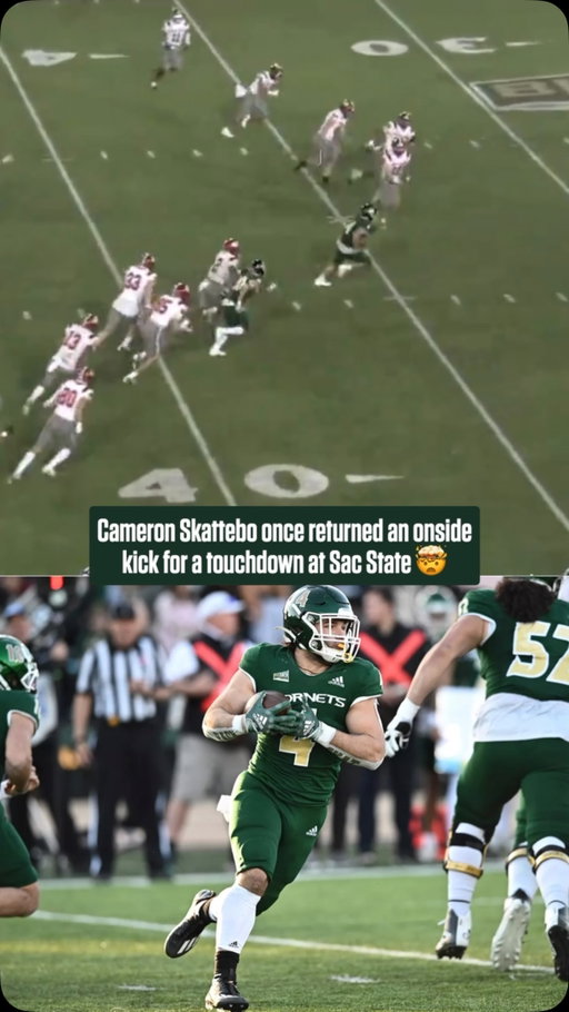 Before the Heisman finalist run at Arizona State — before the Giants drafted him 105th overall — Cam Skattebo was building his legend in Sacramento. 2021, true freshman: 520 yards on just 57 carries, a video-game 9.12 yards per carry, 6 TDs, third-team All-Big Sky. 2022 breakout: 1,372 rushing yards, led the entire Big Sky in yards per carry (7.4) and all-purpose yards per game (150), Big Sky Offensive Player of the Year, FCS All-American on a 12-1, 8-0-in-conference team. Left as the program’s all-time leader in career yards per carry (7.48). The tape was always there. 🐝