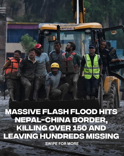 A massive flash flood along the Nepal-China border has left more than 150 people dead and hundreds missing.
 According to CNN, at least 157 people have died in Nepal, while hundreds more remain unaccounted for, including at least 47 Americans. The flooding began after a massive landslide blocked the Bhote Koshi River, sending a powerful wall of water through communities near the border. Scientists are also investigating whether a glacier collapse contributed to the disaster as search and rescue efforts continue.

[📸: GETTY ]