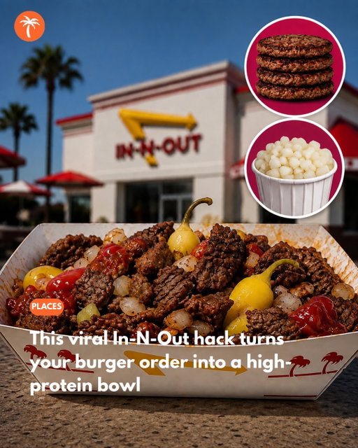 🍔💪 This viral In-N-Out hack turns your burger order into a high-protein bowl!

Order 4 meat patties, grab a side of chopped onions, then chop everything up and add peppers + ketchup.

🔥 Around 470 calories
💪 40g protein
🥑 24.5g fat
🍞 7g carbs
💰 The viral post lists it around $5.20

Perfect if you want the In-N-Out flavor without the bun. 👀

⚠️ Prices and nutrition can vary by location and how you customize the order.

Would you try this? 🍔