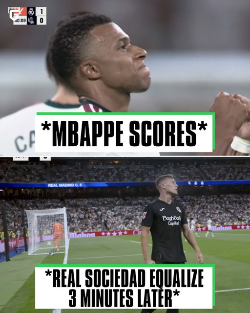 Real Madrid’s lead only lasted about 3 minutes and 30 seconds before Real Sociedad equalized 😳

All tied in Jose Mourinho’s return to the Bernebeau...