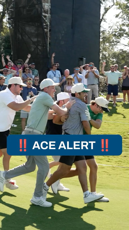 @JakeMAdams3 JARRED it on the 15th hole island green in a closest-to-the-pin elimination challenge!