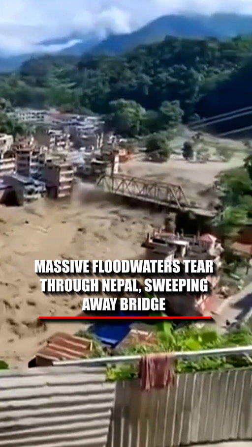 Dramatic video captures raging floodwaters tearing through Nepal, sweeping away a bridge as deadly flash floods devastate communities along the Nepal-China border.

At least 160 people have been killed, while hundreds remain missing. Nepalese officials say 403 people are unaccounted for, including 341 foreign nationals, as rescue efforts continue across the disaster zone.

Experts say a glacier avalanche was the likely trigger for the catastrophic flooding.