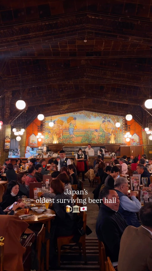 Japan’s oldest surviving beer hall 🍺🏛️🇯🇵

Opened in 1934 in the heart of Ginza, this historic beer hall has been serving beer beneath the same soaring interior for over 90 years.

Inspired by classic German beer halls, the space features Kohga stone, red brick walls and a massive glass mosaic overlooking the hall. Created by Japanese artists using more than 250 colors of domestically produced glass, it was Japan’s first glass mosaic mural made entirely by Japanese artists.

The hall is still packed with locals today, drinking freshly poured Sapporo beer surrounded by its original 1930s architecture.

📍 Beer Hall Lion Ginza 7-chome, Tokyo
💴 Beer from around ¥680 (~$5)
.
.
#beer #beerhall #tokyo #japan #ginza