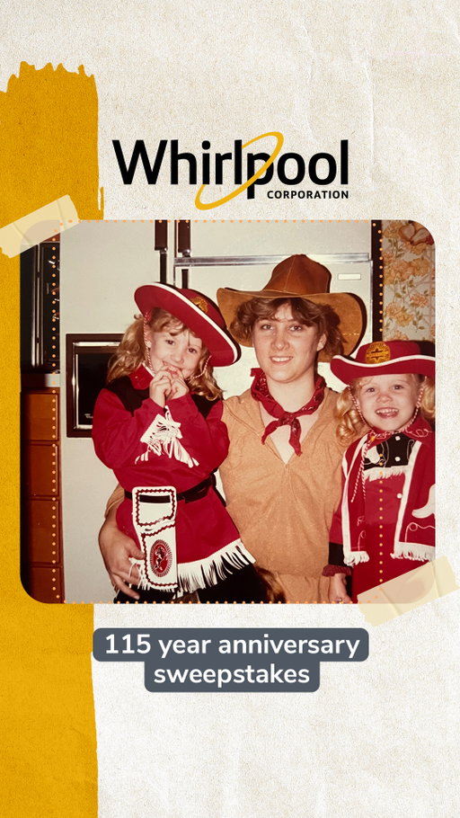 To thank you for making Whirlpool Corporation part of your story for over 115 years, we’re giving you a chance to win a new appliance. And your family photos are the key.*

🔗 Check the link in bio for details. 
*No purchase necessary to enter or win. Not everyone may be eligible to enter. Enter before the Sweepstakes Period ends on September 27, 2026.