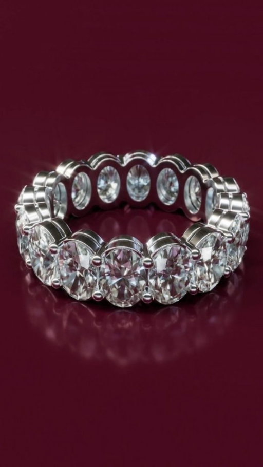 Reflecting light forever, a platinum eternity ring features 16 oval-cut diamonds (6.40 carats total weight).

#HumbertownJewellers #Toronto #luxury