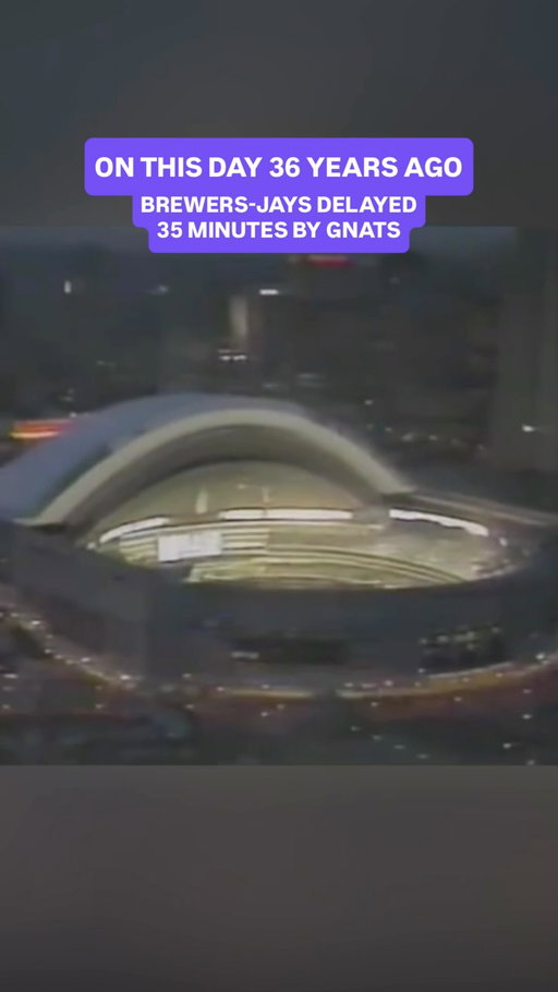 36 years ago today, the Brewers-Jays game had to be delayed 35 minutes as an infestation of gnats flew into the dome and forced the stadium to close the retractable roof. 😅

#mlb #bluejays #baseball #brewers #toronto