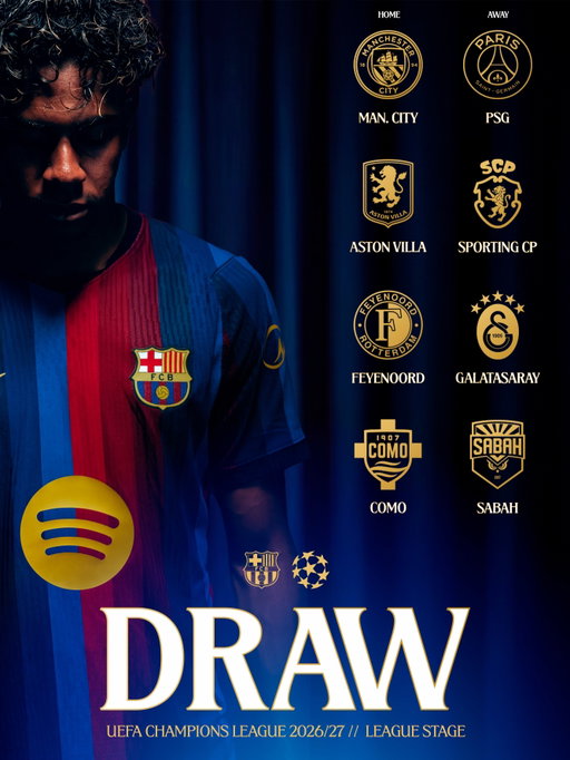 🏆 Our opponents in the UCL league phase 
#UCLDraw

Els nostres rivals a la fase lliga de la ucl