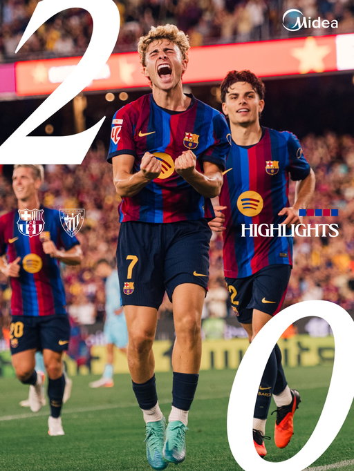 Barça 2️⃣ - 0️⃣ Athletic Club
💥 Midea | #laligahighlights