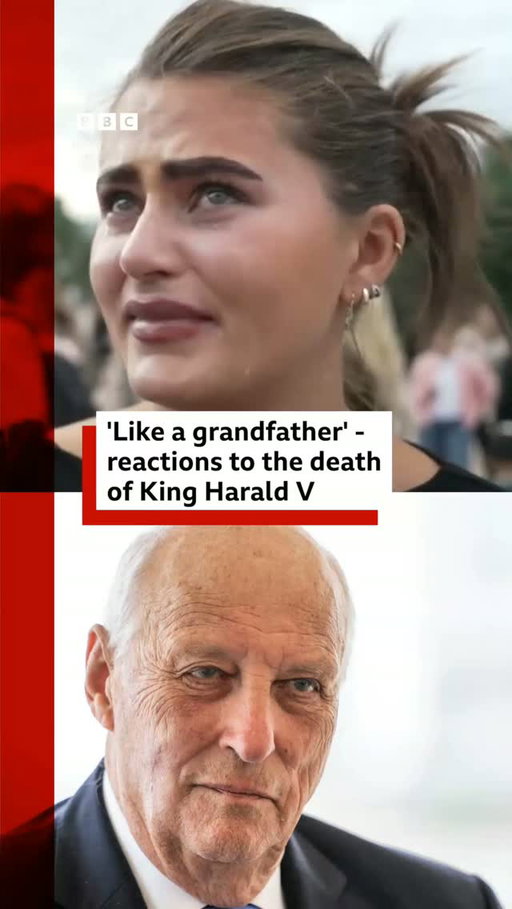 "He was like the whole country's grandfather."
 
Norway's King Harald V has died at the age of 89, after he was taken to hospital last week for treatment for a rare blood condition.
 
King Charles III sent his "most heartfelt condolences" at the death of his "dear cousin" - who was a second cousin to Queen Elizabeth II - while King Carl XVI Gustaf of Sweden remembered "a good friend to me, my family and to Sweden", and wished his godson Haakon "success and good fortune".
 
Tap the link in @BBCNews's bio to read more.
 
#Norway #KingHaraldV #BBCNews