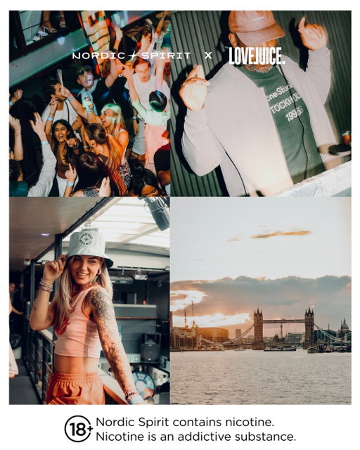 #AD | NORDIC SPIRIT x LOVEJUICE 🪩📸

Last week, we set sail on the Jewel of London with @wearelovejuice.

The music, the views, the upper deck… you know the rest 👀

Swipe through for a few moments from the night 📸

For existing Adult nicotine users only.

#NordicSpirit #TobaccoFreeNicotine #NicotinePouches #NordicSpiritMoments 

18+ Contains Nicotine. Nicotine is an addictive substance.