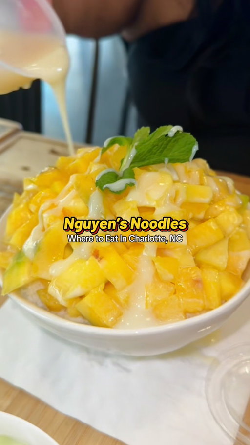 🍨 Nguyen’s Noodles - Charlotte, NC 

@nguyensnoodles 

Shoutout to my girl Glor for coming with me to try everything! 
@the.salted.mango 

What we ordered:

🍵 Iced Matcha Latte
🥭 Mango Tea with Lychee Jelly

🍜 Pad Thai (Tofu & Chicken/Shrimp)
🥟 Dumplings
🍗 Popcorn Chicken 

🍨 Bingsu - Mango and Honeydew topped with sweetened condensed milk. Not too sweet, cold, resfreshing and topped with fresh fruit 🥰

#charlotte #thingstodo #wheretoeat #asianfood #bingsu