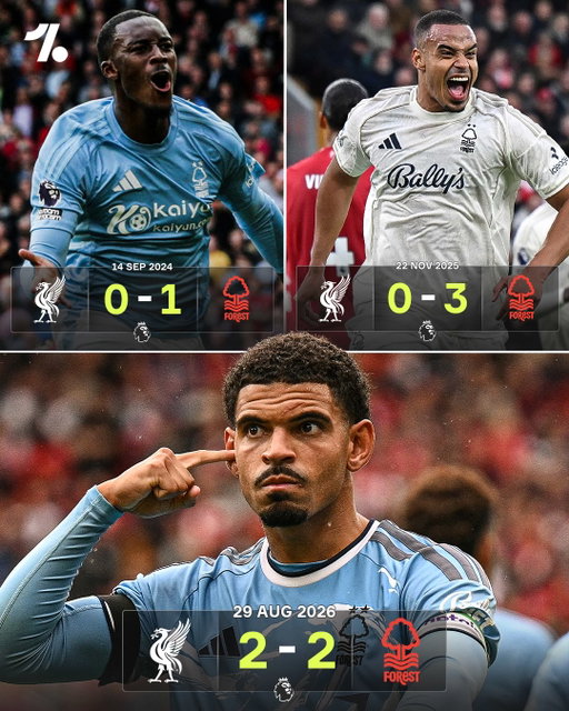 Nottingham Forest are unbeaten three games in a row at Anfield against Liverpool 😯👏